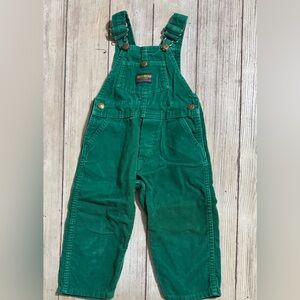 Vintage OshKosh USA green corduroy overalls 4t boys